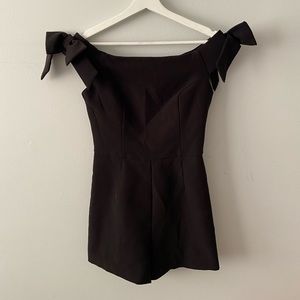 Black Romper with Bow Details